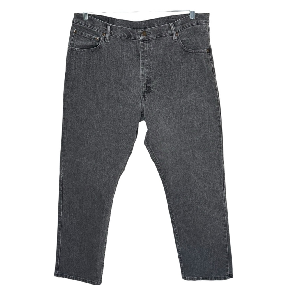 Mens Wrangler Size 40 x 30 Light Black Cotton/Polyester Relaxed Fit Jeans